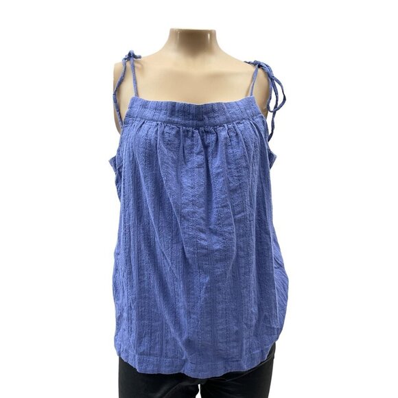 Marine Layer Catherine Faded Dahlia Tie-Shoulder Tank Top Cotton Blue Womens‎ XL - Picture 3 of 12